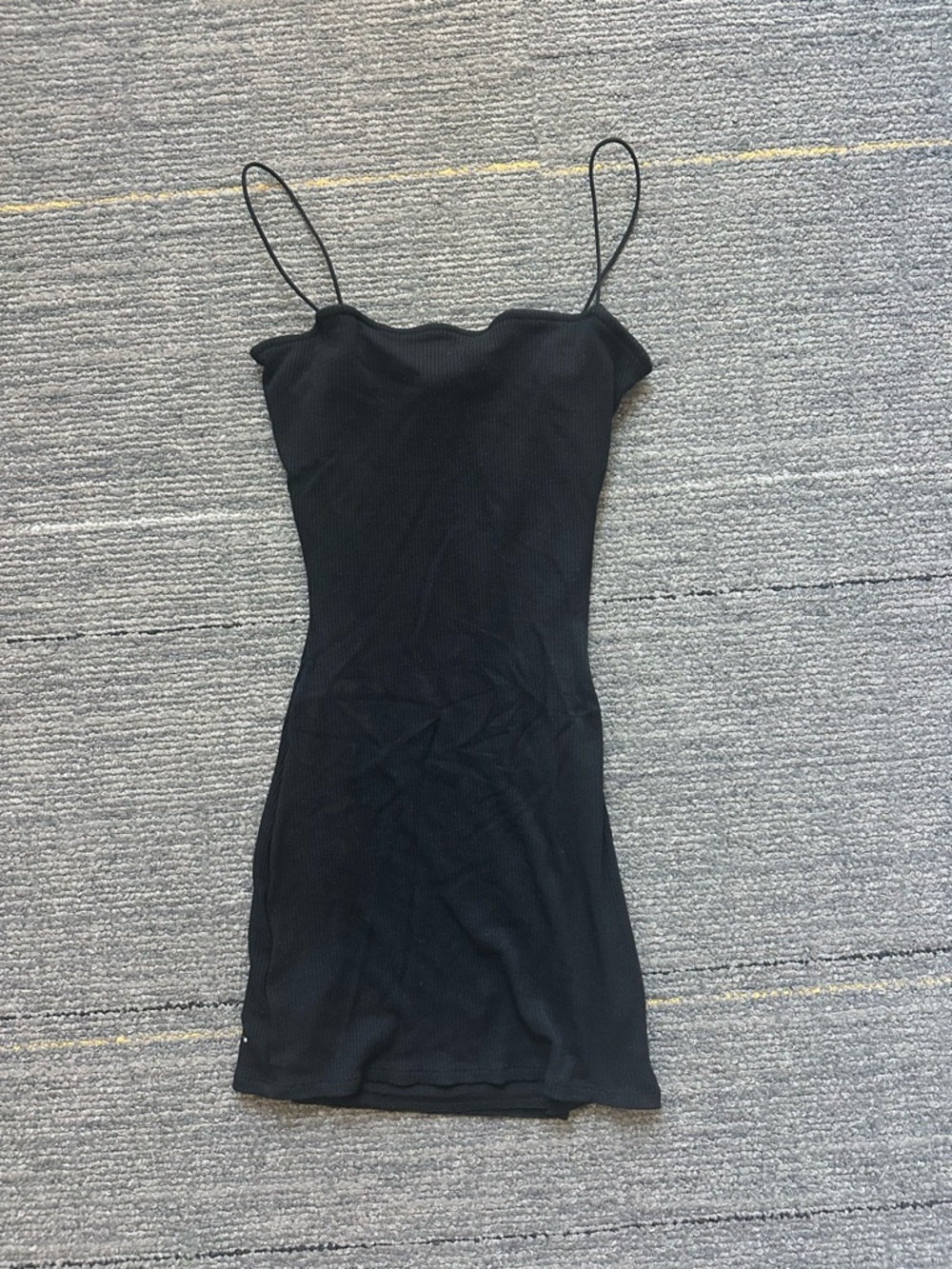 Windsor Black Ribbed Spaghetti-Strap Mini Dress